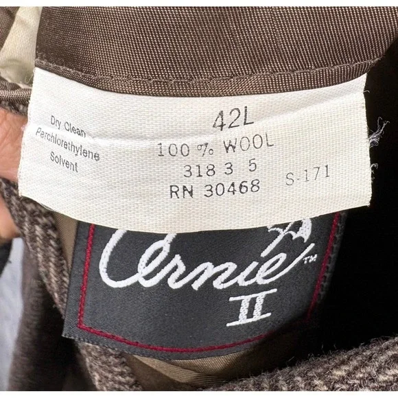 Ernie II Men's Wool Blazer Herringbone Tweed‎ Vintage Academia USA Tailored 42L - Picture 5 of 9